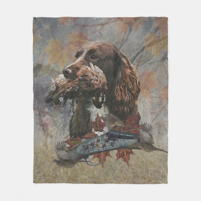 Cobertor De Velo O Sprocker Spaniel, arte de cão de caça (Frente)
