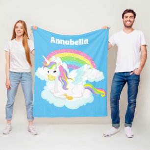 Cobertor De Velo O unicórnio bonito da fantasia adiciona o nome