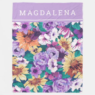 Cobertor De Velo O verão luxúria colorido floresce a colagem