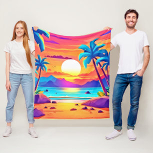 Cobertor De Velo Oásis Tropical Sunset