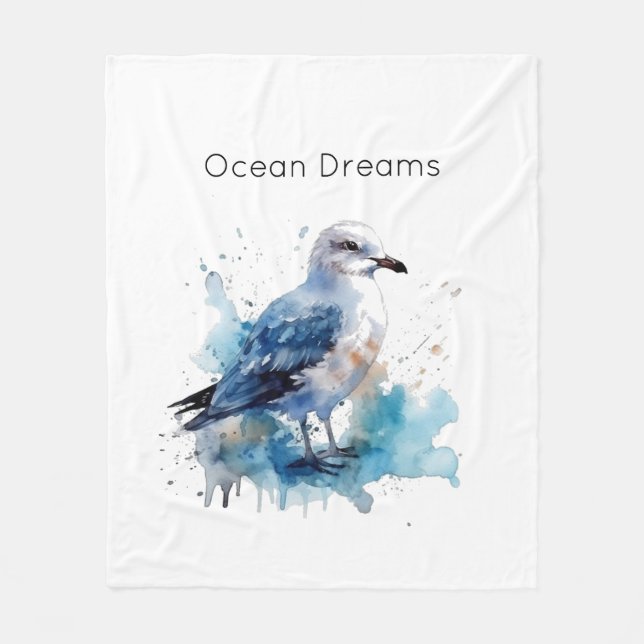 Cobertor De Velo Ocean Breeze: Watercolor Seagull (Frente)