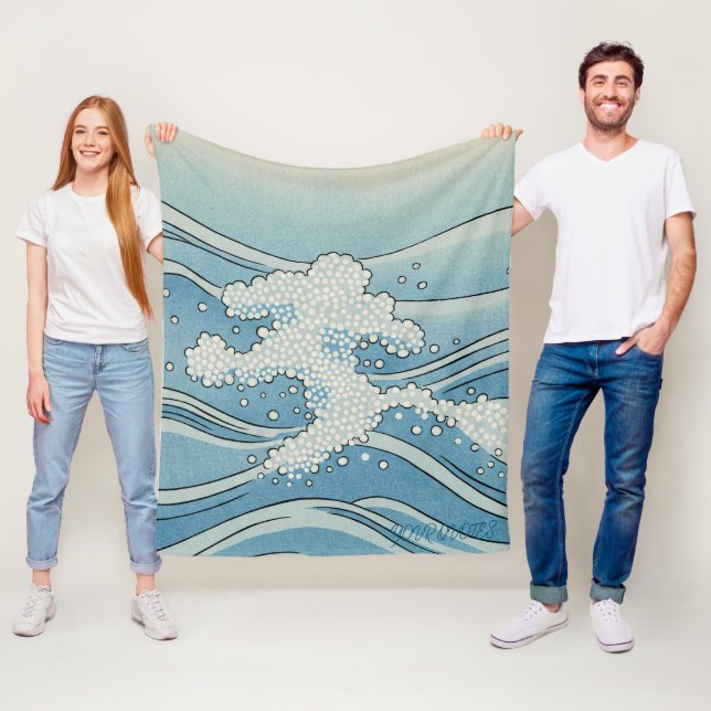 Cobertor De Velo Ocean Wave Art Print – Japanese Woodblock Style (In Situ)