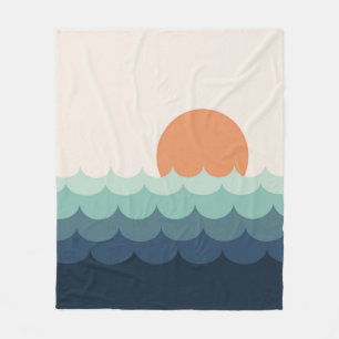 Cobertor De Velo Oceano azul ondulado no pôr do sol