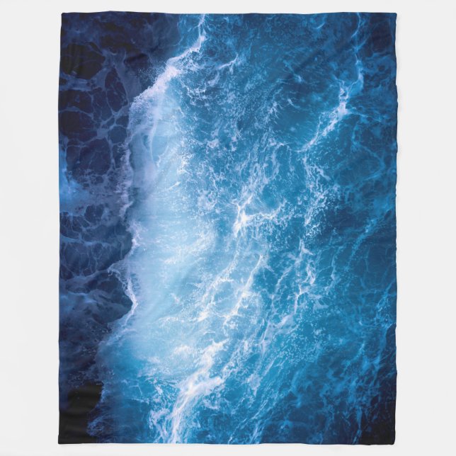 Cobertor De Velo Oceano - Ondas Azuis Escuras (Frente)
