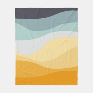 Cobertor De Velo Oceano ondulado com estilo retro azul e amarelo