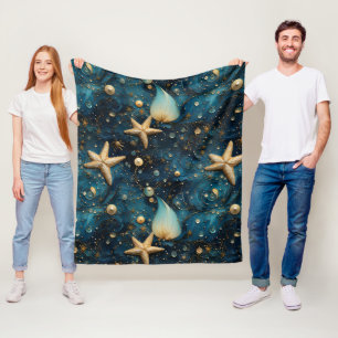 Cobertor De Velo Oceano Starfish Patterno Fleece Blanket