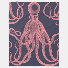 Cobertor De Velo Octopus antigo cor-de-rosa em azul