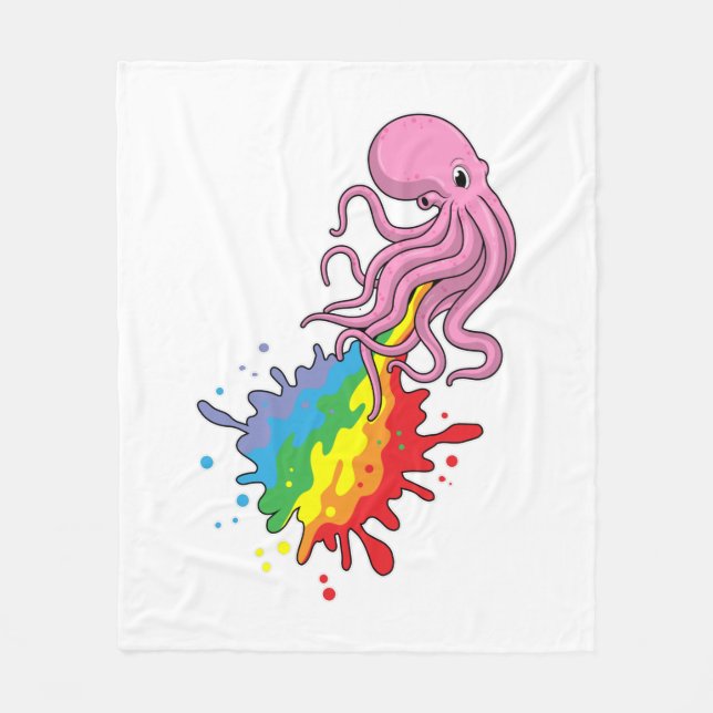 Cobertor De Velo Octopus com arco-íris (Frente)