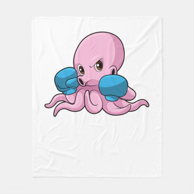 Cobertor De Velo Octopus como Boxer com luvas in a box (Frente)