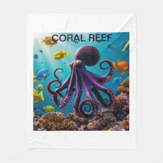 Cobertor De Velo Octopus e Coral Reef Harmony"