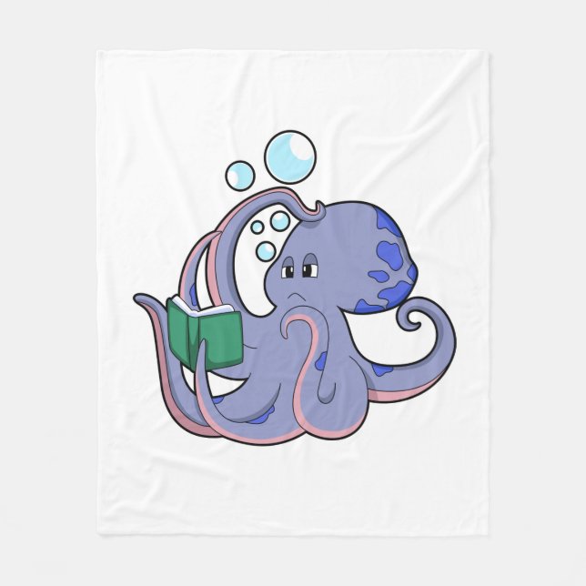 Cobertor De Velo Octopus em Leitura com Livro (Frente)