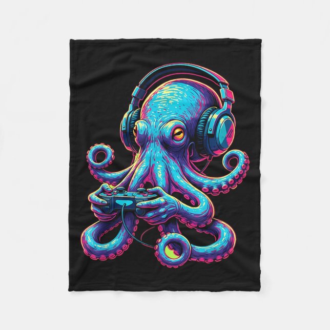 Cobertor De Velo Octopus Gaming Animal Video Games Funny Octopus  (Frente)