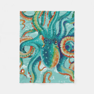 Cobertor De Velo Octopus Teto Vintage Map Watercolor