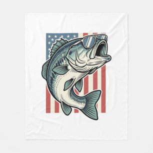 Cobertor De Velo Óculos de Sol de Pesca de Bass Patrióticos Vetor V