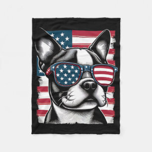 Cobertor De Velo Óculos de sol patrióticos Boston Terrier com bande