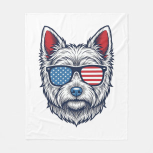 Cobertor De Velo Óculos de sol patrióticos para cães Westie Arte ve