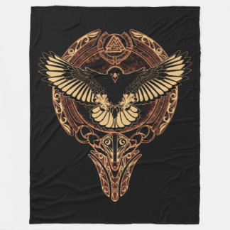Cobertor De Velo Odin's Eagle Hawk e Valknut Fleece Blanket