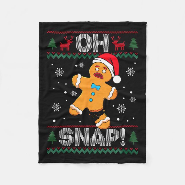 Cobertor De Velo Oh Snap Gingerbird Man Cookie Natal Engraçado Ugl (Frente)