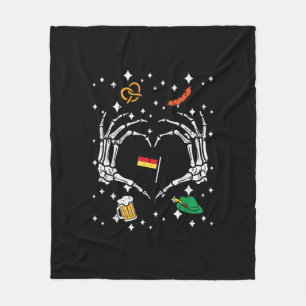 Cobertor De Velo Oktoberfest Skeleton Hand Heart Flag Alemão
