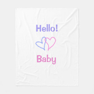 Cobertor De Velo Olá bebê rosa roxo coração aquarela boho