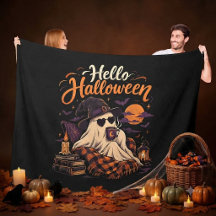 Olá Halloween Fantasma Fofo Bebendo Café