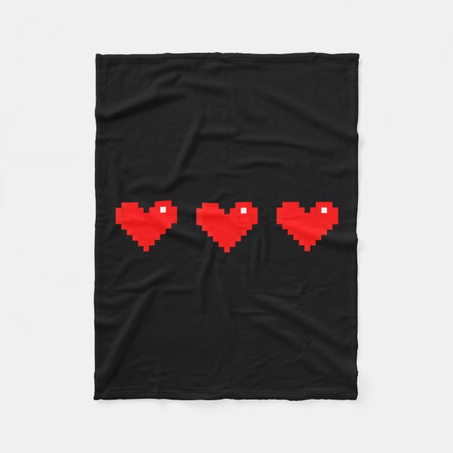 Cobertor De Velo Old 8 Bit Heart Arcade Retro Xel Gamer Valentine's (Frente)
