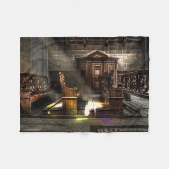 Cobertor De Velo Old Wooden Church Bench com Kneeler (Frente (Horizontal))