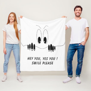 Cobertor De Velo Olhos Curiosos - Sorria - Adicione Seu Texto/Cor