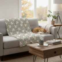 Olive Green Fleece Blanket with Playful Pitbulls