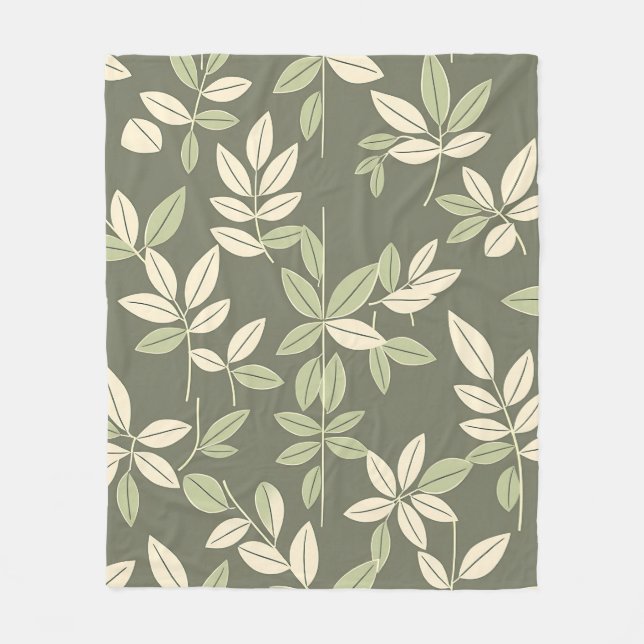 Cobertor De Velo Olive Sage Botanical Leaves Pattern  (Frente)
