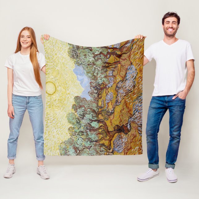 Cobertor De Velo Oliveiras com céu amarelo e sol (In Situ)