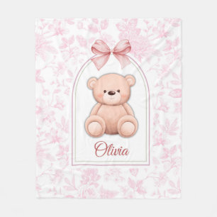 Cobertor De Velo Olivia Design de Enfermeiro de Urso Rosa Persona