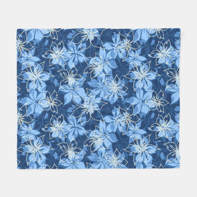 Cobertor De Velo Olowalu Hibiscus Hawaiian Camo Aloha Shirt Impress (Frente (Horizontal))