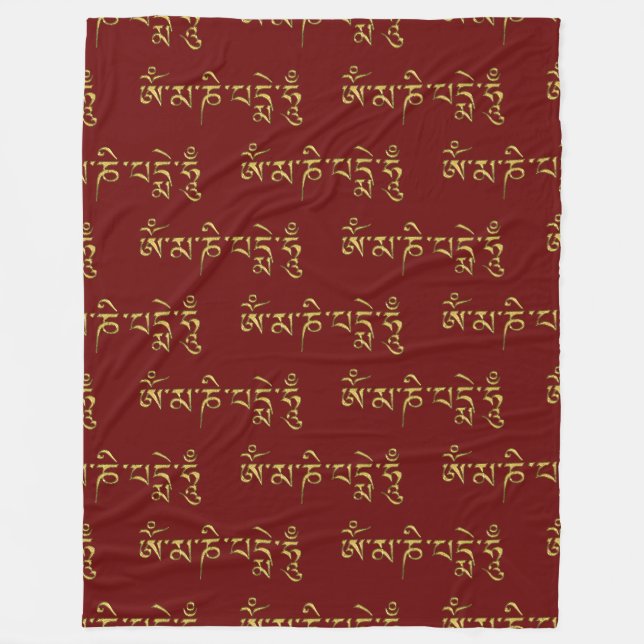 Cobertor De Velo OM MÃE NI PADME HUM - Tibetano Sanskrit Mantra 1 (Frente)