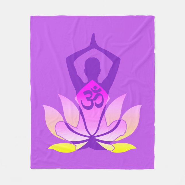 Cobertor De Velo OM Namaste Espiritual Lotus Flower Yoga Pose Paste (Frente)