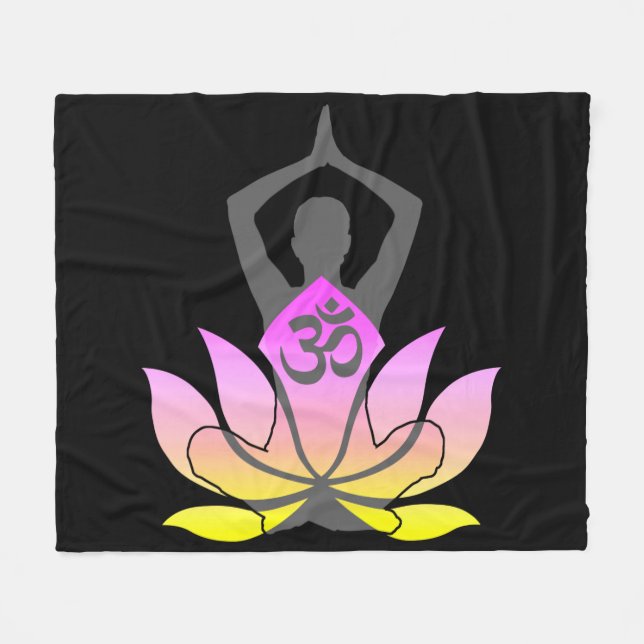 Cobertor De Velo OM Namaste Lotus Flower Yoga Pose Espiritual (Frente (Horizontal))