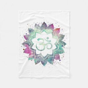 Cobertor De Velo *~* OM Símbolo Flor Lotus Mandala Branco Teal