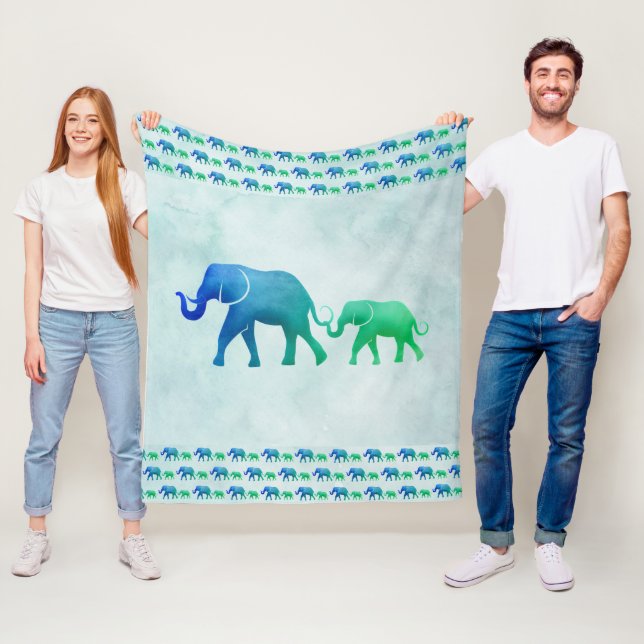 Cobertor De Velo Ombre Elephants Fleece Blanket (In Situ)