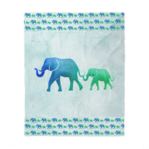 Ombre Elephants Fleece Blanket