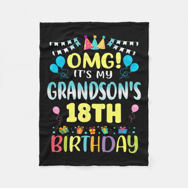 Cobertor De Velo Omg Its My Grandsons 18th Birthday Sweet 18 Years  (Frente)