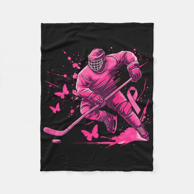 Cobertor De Velo (on Ck) Ice Hockey Breast Cancer Awareness Player  (Frente)