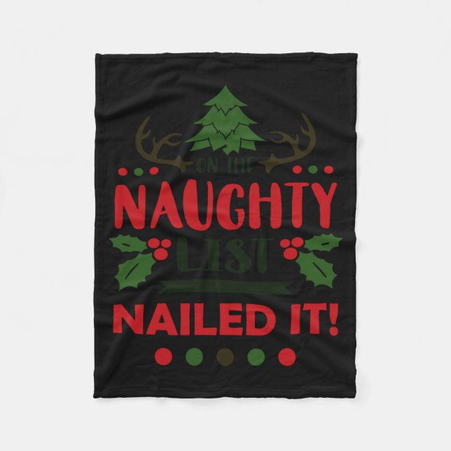 Cobertor De Velo On The Naughty List Nailed It Christmas  (Frente)