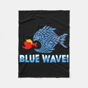 Cobertor De Velo Onda Azul Engraçada 2024 Peixe Grande Come Peixe P