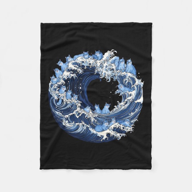 Cobertor De Velo Onda De Gatos Azuis Para Kamala (Frente)