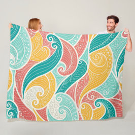 Cobertor De Velo Ondas Abstratas Vibrantes Padrão Sem Costura