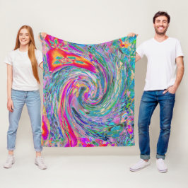Cobertor De Velo Ondas de Cores Psicodélicas Florais Abstratas em A