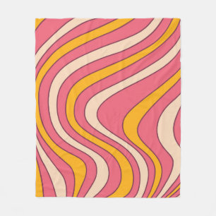 Cobertor De Velo Ondas do estilo retrô cor-de-rosa e laranja