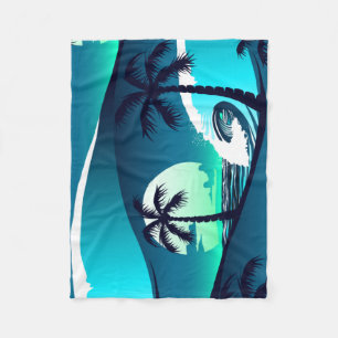 Cobertor De Velo Ondas e palmeiras