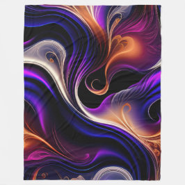 Cobertor De Velo Ondas Ígneas - Roxo, Laranja, Dourado Abstrato em 