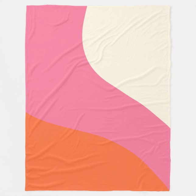 Cobertor De Velo Ondas Simples - Rosa, Laranja e Creme (Frente)